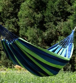 Hamak z metalowym stelażem ogrodowy dwuosobowy niebieski stelaż do hamaka POLSKI