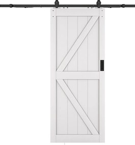 Drzwi przesuwne naścienne - Drewno i MDF - biały - wys. 205 x szer. 83 cm - NEFARA