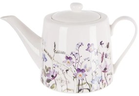 Biało-fioletowy porcelanowy dzbanek do herbaty 1 l Louka – Orion