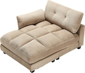 Sofa 1-osobowa z tapicerowanym oparciem, portem USB i uchwytem na kubek – khaki sztruks