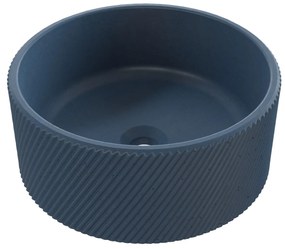Umywalka betonowa nablatowa okrągła bez otworu na baterię 37 cm VIJA | różne kolory : Kolor - Niebieski denim