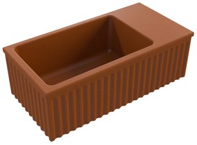 Umywalka betonowa ryflowana nablatowa / wisząca prostokątna 60 x 30 cm WELLE | różne kolory : Kolor - Ceglasty, Typ montażu - nablatowa