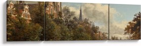 Obraz - Jan van der Heyden, View Down a Dutch Canal, reprodukcje (170x50 cm)