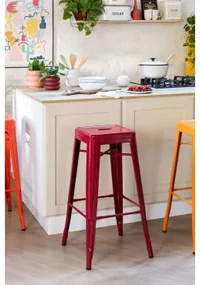 Zestaw 4 Wysokie Taborety (76 Cm) Lix Ruby Red - Sklum