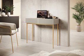 Konsola / toaletka Nicole 100 cm z szufladami - kaszmir / złote nóżki