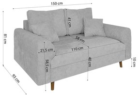 Jasnoszara sofa 150 cm Ariella – Ropez