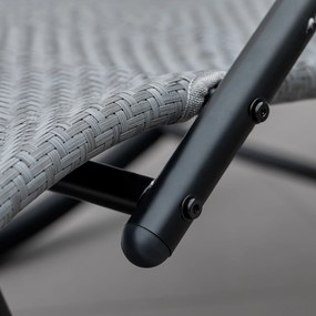 Outsunny Fotel Bujany Ogrodowy Siatka Metal Szary 61x160x79cm Komfortowy i Stylowy | Aosom PL