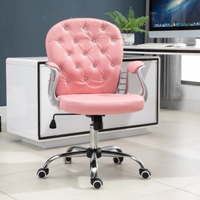 HOMCOM Ergonomiczne krzesło biurowe wyściełane różowe oparcie regulowane PU 59x60x95–105 cm | Aosom PL