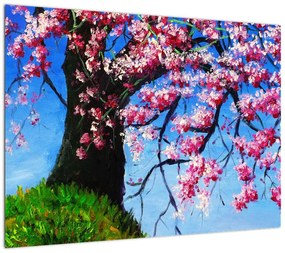 Obraz malowanego kwiatu wiśni (70x50 cm)