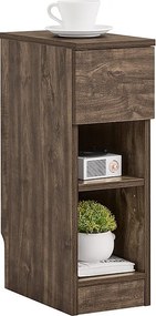 SoBuy Stolik nocny Smukły stolik nocny do sypialni z szufladą i 2 półkami Stolik nocny do sypialni i salonu Stolik kawowy Brązowy W20 x D35 x H60 cm FBT111-SN