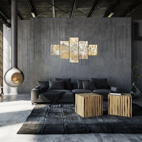 Obraz - Ściana w stylu vintage z kwiatami (125x70 cm)