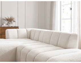 Biały narożnik z materiału bouclé (lewostronny/z szezlongiem) Annecy – Bobochic Paris