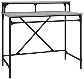 Biurko z metalowym stelażem industrialne 100 cm szary dąb - Unida