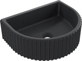 Umywalka betonowa podwieszana / nablatowa półokrągła bez otworu na baterię 45 x 36 cm MUSLIN | różne kolory : Kolor - Czarny, Typ montażu - podwieszana