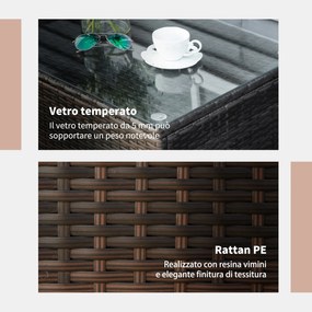 Outsunny Stół Ogrodowy z Technorattanu Elegancki i Praktyczny Brązowy 85x50x39cm | Aosom PL