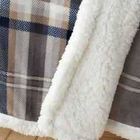 Szary koc z materiału sherpa 130x170 cm Kelso Check – Catherine Lansfield