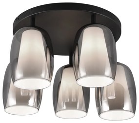 Lampa sufitowa w czarno-srebrnym kolorze ze szklanym kloszem ø 14 cm Barret – Trio Select