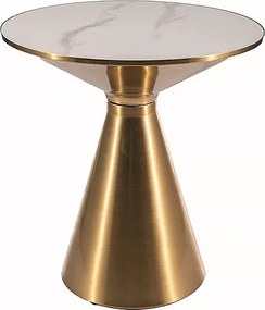 Ława ARIES 50x50 biały marmur/złota