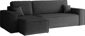 Narożnik BEST L z funkcją spania i pojemnikiem, tkanina Neve, Ciemnoszary, Lewy