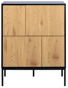 Czarno-naturalna wysoka komoda w dekorze dębu 80x103 cm Seaford – Actona