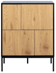 Czarno-naturalna wysoka komoda w dekorze dębu 80x103 cm Seaford – Actona