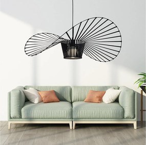 NETTLIFE Czarna lampa wisząca E27 nowoczesna średnica 60cm poliwęglanowy kapelusz maks. 40W do salonu jadalnia kuchnia, bez żarówki