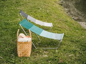 Zestaw 2 składanych leżaków plażowych SAND, zielone paski