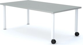 Stolik szkolny na kółkach Move prostokątny 140x75 cm, rozmiar 4-6, blat szary / nogi białe