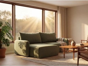 Zielona rozkładana/ze schowkiem sofa 238 cm Kalena – Makamii