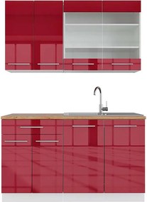 Pojedyncza kuchnia bordowy wysoki połysk/biały 140x60x81.6 fame-line