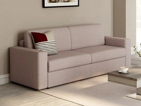 Kanapa 3-osobowa rozkładana typu express z beżowej tkaniny COGLIO