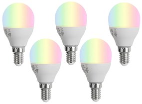 Zestaw 5 Inteligentne żarówki LED E14 G45 Opal RGBW 4,9W 470lm 2700-6500K