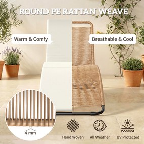 Outsunny Leżanka rattanowa w kształcie litery S z poduszką, oddychająca powierzchnia, stalowa rama | Aosom PL