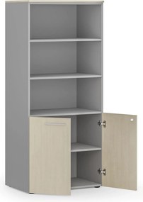 Szafa biurowa z drzwiami niskimi PRIMO GRAY, 800 x 500 x 1781 mm, szary/brzoza