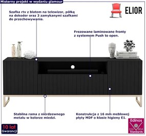 Czarna szafka rtv z lamelowym frontem- Filo 7X