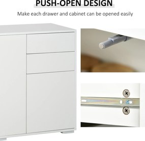 HOMCOM Szafka boczna z szufladami i drzwiami, komoda na dokumenty, szafa wielofunkcyjna, kolor biały, 117 x 36 x 74 cm