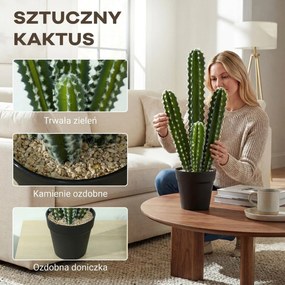 HOMCOM Sztuczny kaktus 53 cm w doniczce do domu, biura | Aosom PL