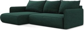 Narożnik lewostronny z funkcją spania - z tkaniny strukturalnej - butelkowa zieleń - NANEA