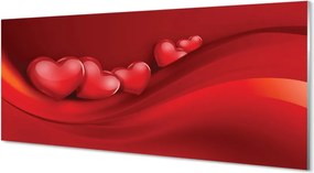 Panel szklany do Kuchni Czerwone Serca na Tle