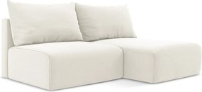 Kremowy aksamitny rozkładany/ze schowkiem narożnik (prawostronny/z szezlongiem) Kalena – Makamii