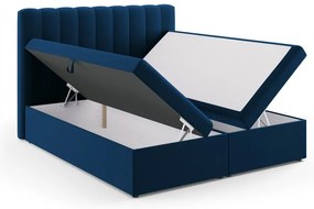 Ciemnoniebieskie łóżko boxspring ze schowkiem 180x200 cm Gina – Milo Casa