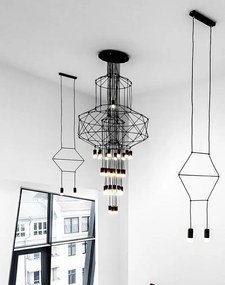 Metalowa lampa wisząca Flusso 43 z kloszami ze szkła satynowego