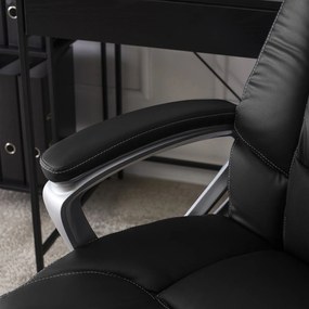 Fotel Biurowy Gabinetowy Obrotowy BRAVO Czarny Ekoskóra Nowoczesny