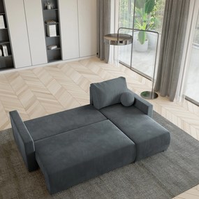 Masseno Narożnik SORGE z funkcją spania i pojemnikiem na pościel Narozniki L, Rozkładana sofa - Szary, POSO 60 + PAROS 06
