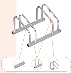 Stojak na 2 rowery BIKE, 50x32x27cm, srebrna Jurhan