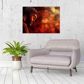 Obraz na szkle - Budda w odcieniach czerwieni (70x50 cm)