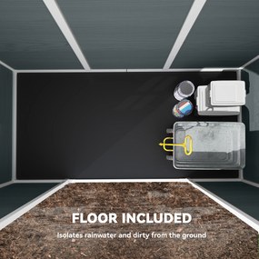 Outsunny Domek na narzędzia 2,77 m², styl drewniany, 2 okna, podwójne drzwi, wentylacja, podłoga, zamek, rękawice | Aosom PL