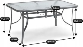Zestaw Mebli Ogrodowych LIBERTY Szary 6 Krzeseł Stół Tarasowy Nowoczesny