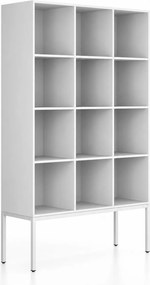 Regał FRAME, z białą podstawą, 1299 x 450 x 2185 mm, biały