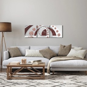 Obraz - Chmury 3D z kwiatami (z zegarem) (90x30 cm)